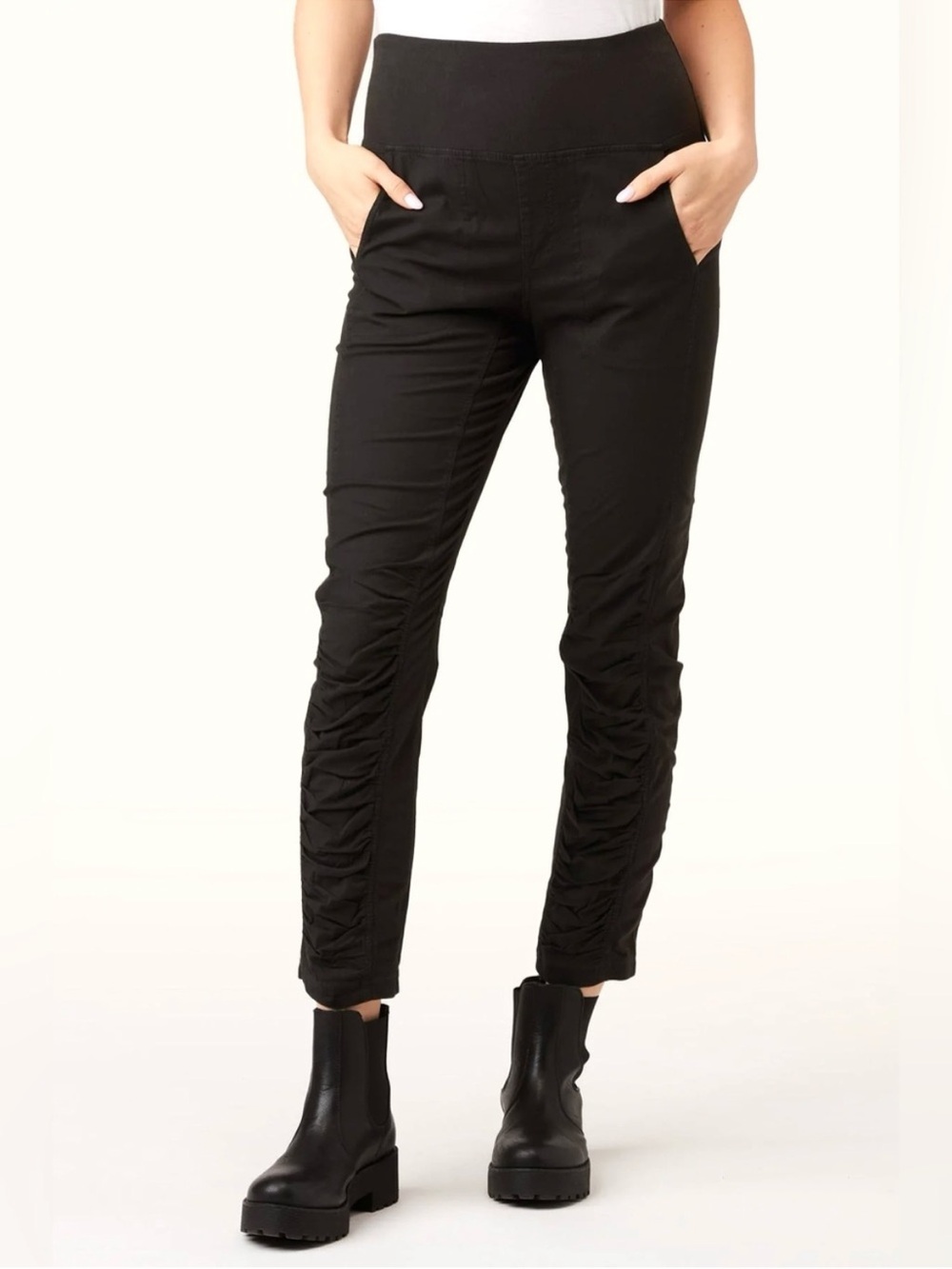 XCVI Wearables Penny High Waist Skinny Pants Women’s Size L Pull On Ruched Black